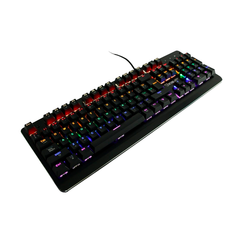 Teclado Gamer OCELOT Mecanico Metalico SWITCH Azul RGB Ajustable Plug y Play