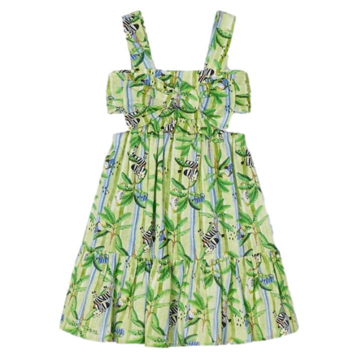 Vestido Estampado Detalle Cutout Para Niña Color Lima