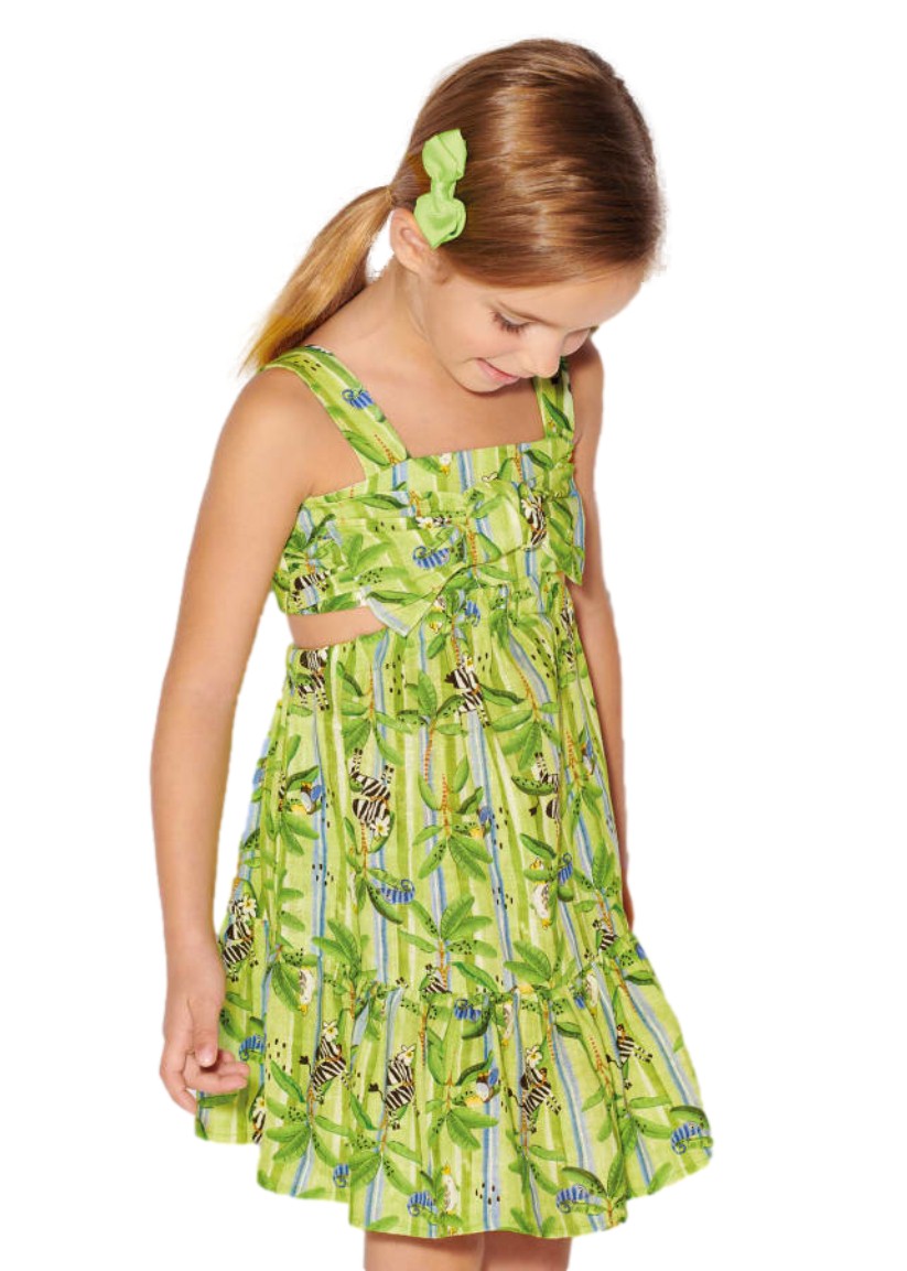 Vestido Estampado Detalle Cutout Para Niña Color Lima