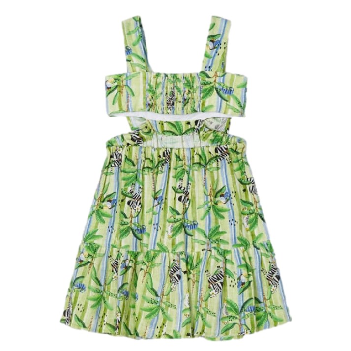Vestido Estampado Detalle Cutout Para Niña Color Lima