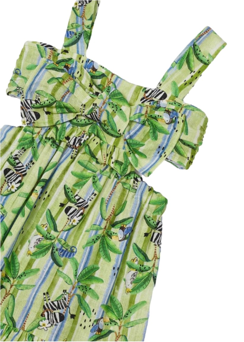 Vestido Estampado Detalle Cutout Para Niña Color Lima