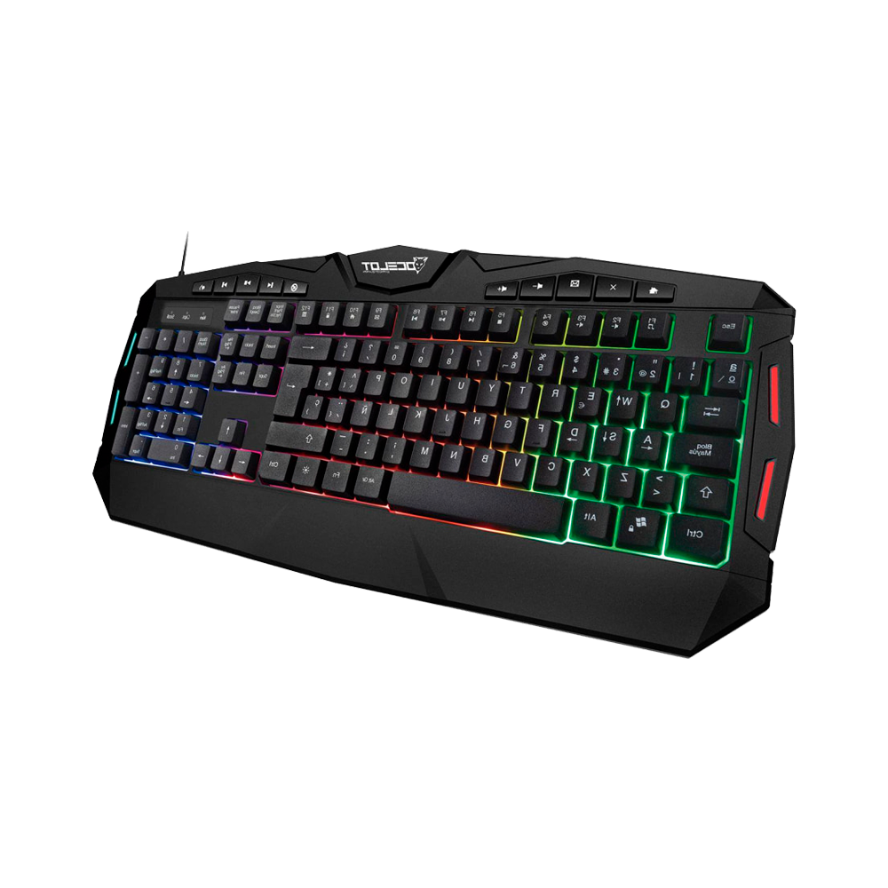 Teclado Gamer OCELOT Extendido Membrana Iluminacion Tipo Arcoiris 