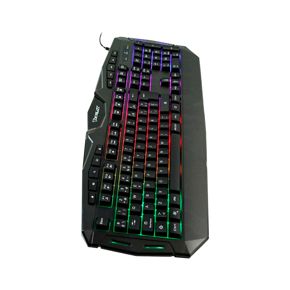 Teclado Gamer OCELOT Extendido Membrana Iluminacion Tipo Arcoiris 