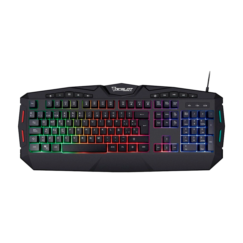 Teclado Gamer OCELOT Extendido Membrana Iluminacion Tipo Arcoiris 