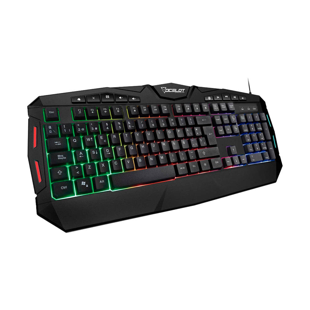Teclado Gamer OCELOT Extendido Membrana Iluminacion Tipo Arcoiris 