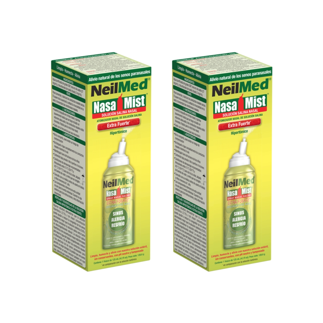 NeilMed NasaMist Spray Solución Salina Extra Fuerte (Hipertónico/125mL) 2pzs