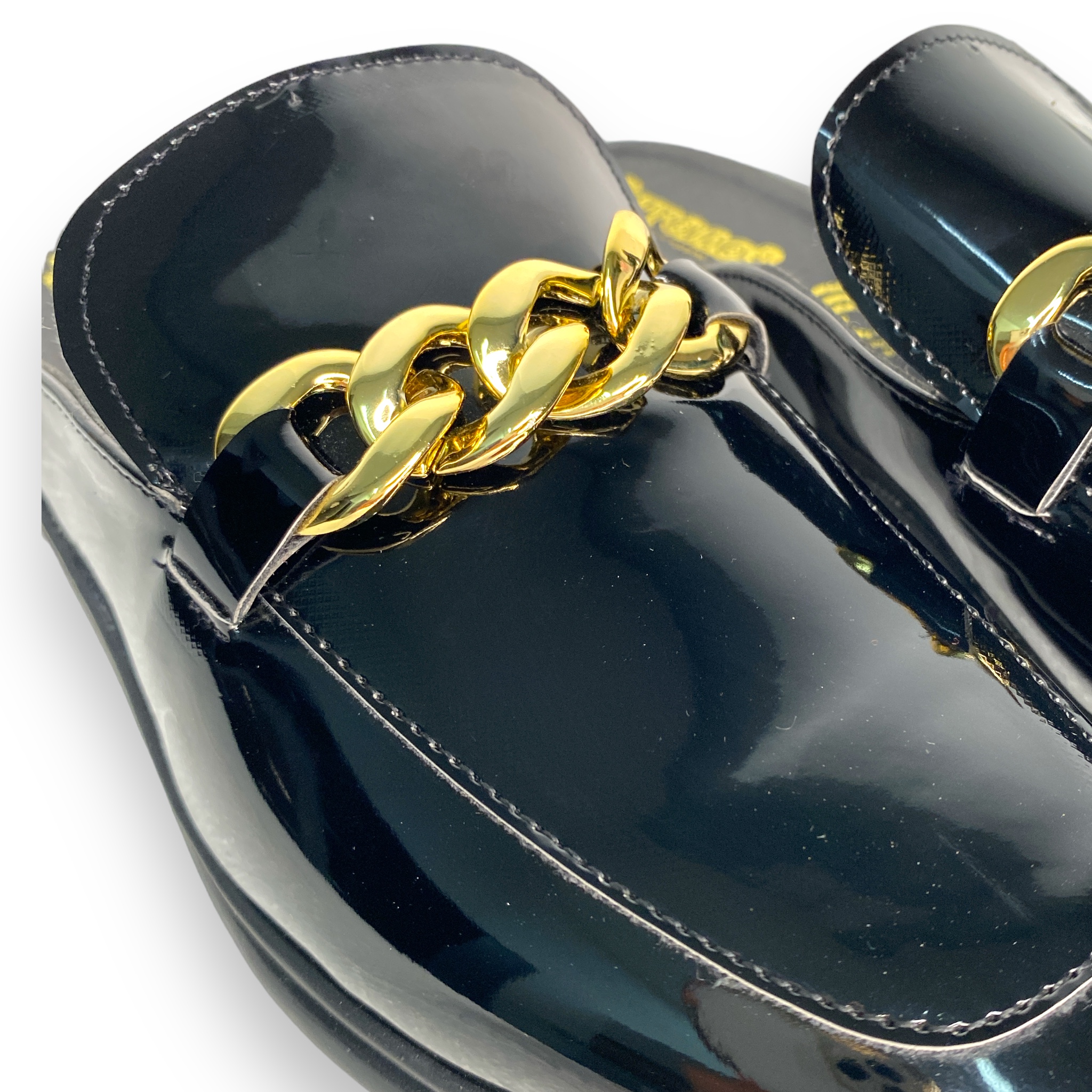 FLATS MULES CHAROL NEGRO CON CADENA DORADA DAVID SERRANO