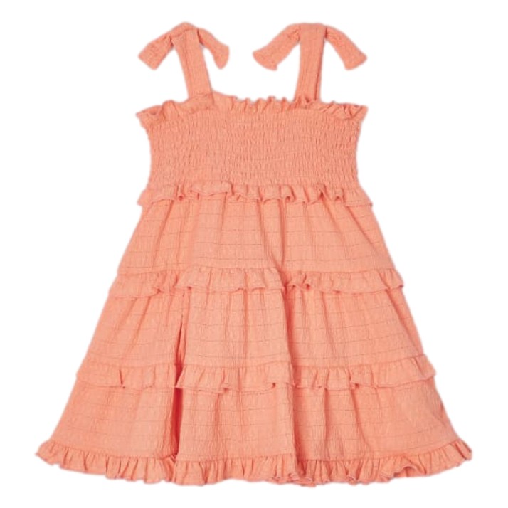 Vestido De Tirantes Punto Smock Niña Color Melocotón