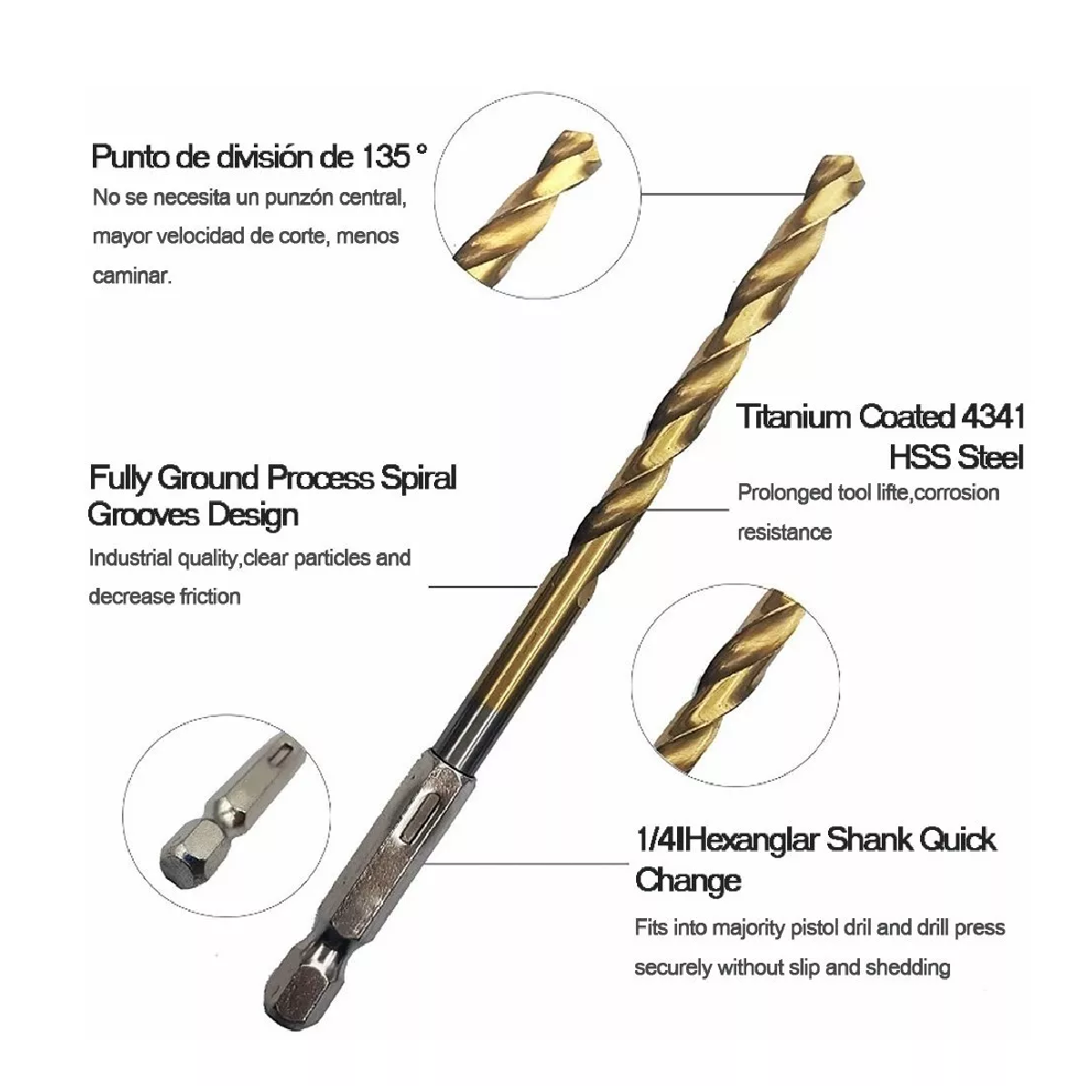 Set De 13 Mecha Broca De Titanio Revestido Barrena