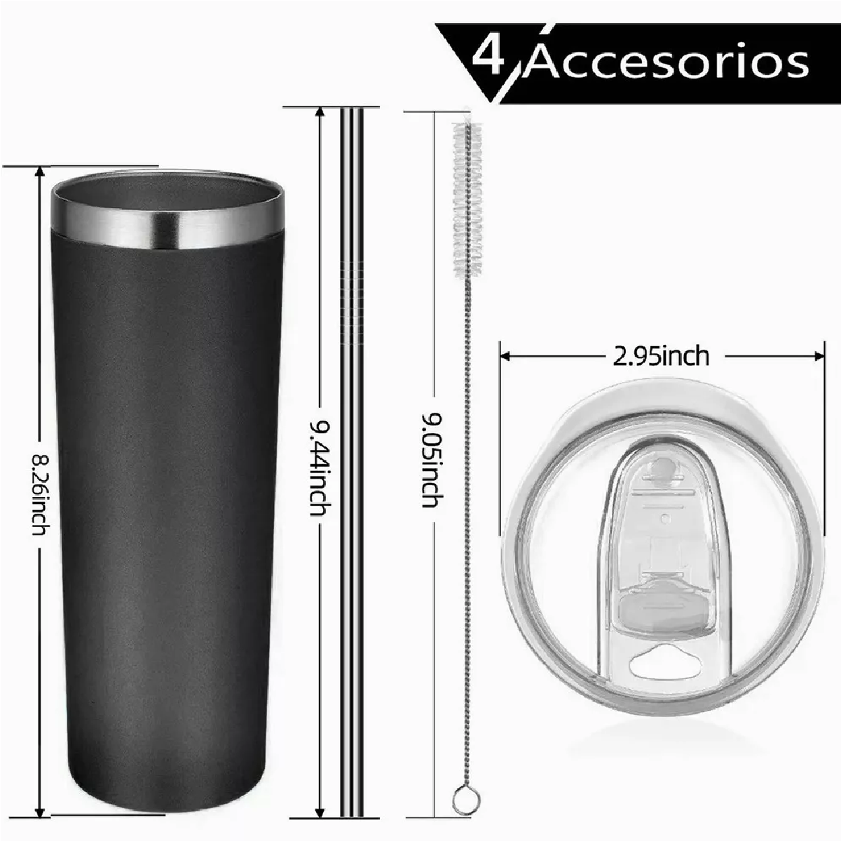 Set Termo Portátil De Acero Inoxidable De 20 Oz, 2 Pcs