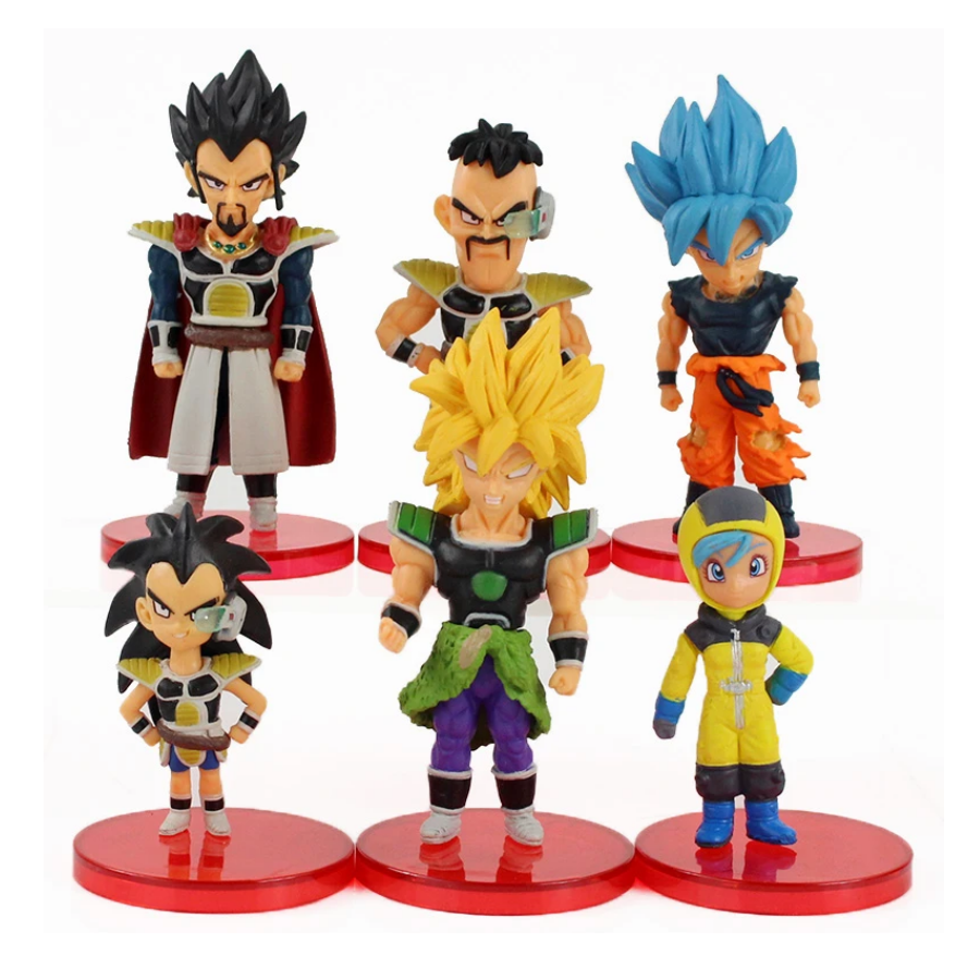 Kit 6 Figuras Muñecos Dragon Ball Z Goku Rey Vegeta Bulma