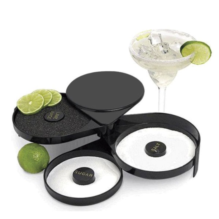 Escarchador de vasos con 3 bandejas giratorias Sal Azúcar Limon.