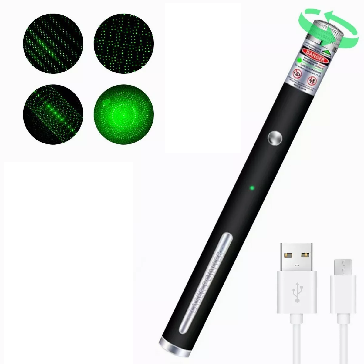 Puntero Láser Verde Proyector Con Carga Usb Recargable 20km