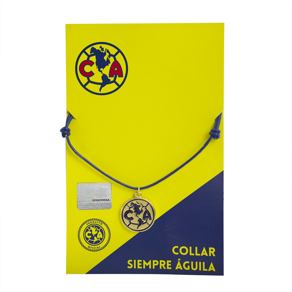 Collar Escudo Club América Piel Redonda Azul