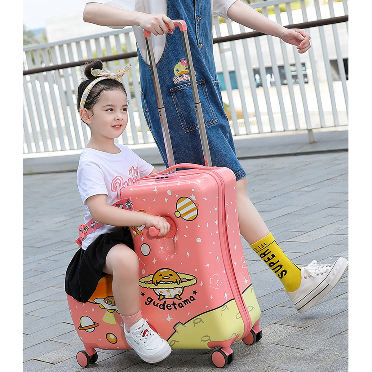 Maleta Viaje Para Niños Con Asiento Rosa 20 Pulgadas 