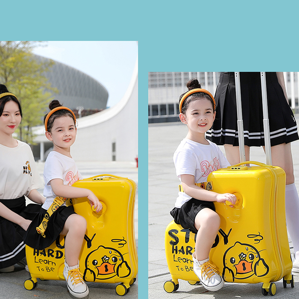 Bolso Maleta Viaje Niños Con Asiento Diseño Pato 24 Pulgadas B. Duck