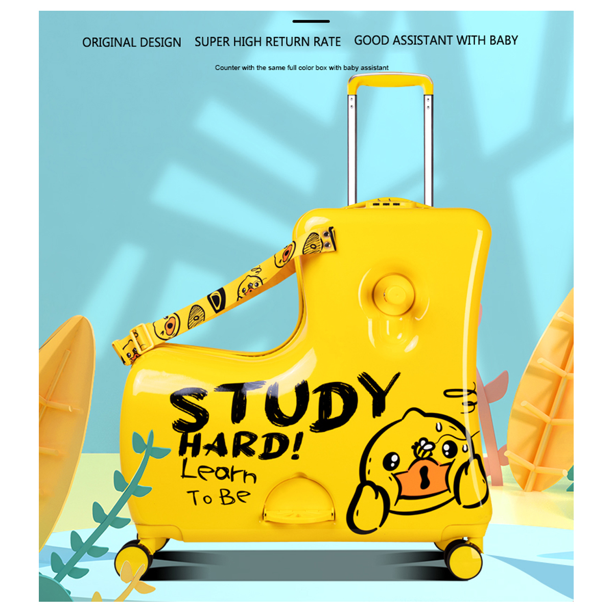 Bolso Maleta Viaje Niños Con Asiento Diseño Pato 24 Pulgadas B. Duck