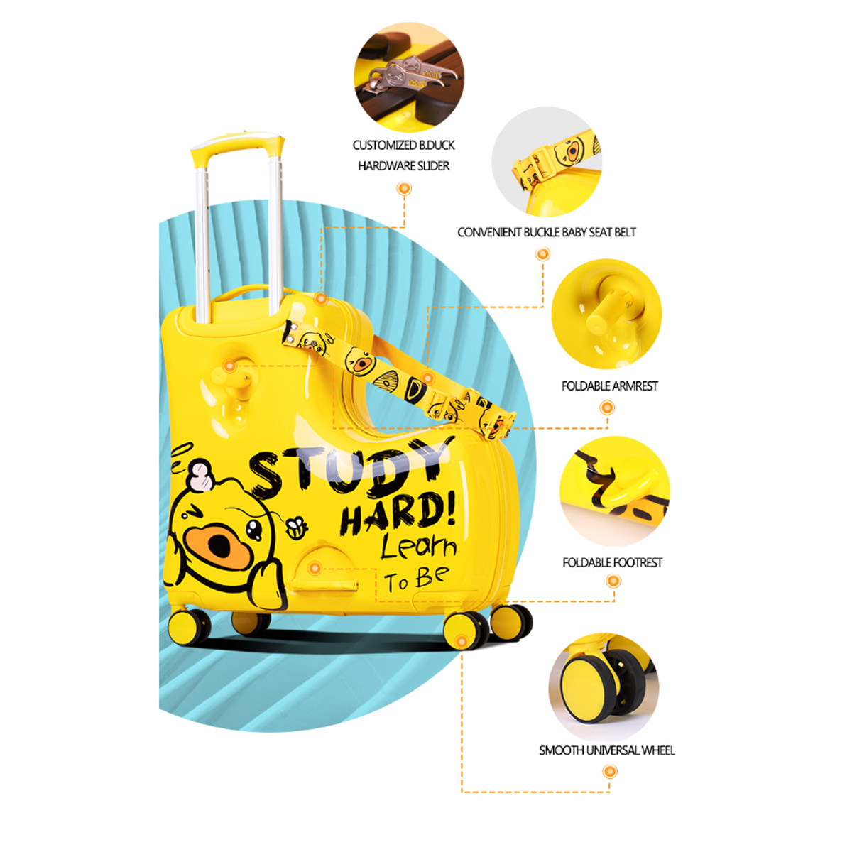 Bolso Maleta Viaje Niños Con Asiento Diseño Pato 24 Pulgadas B. Duck