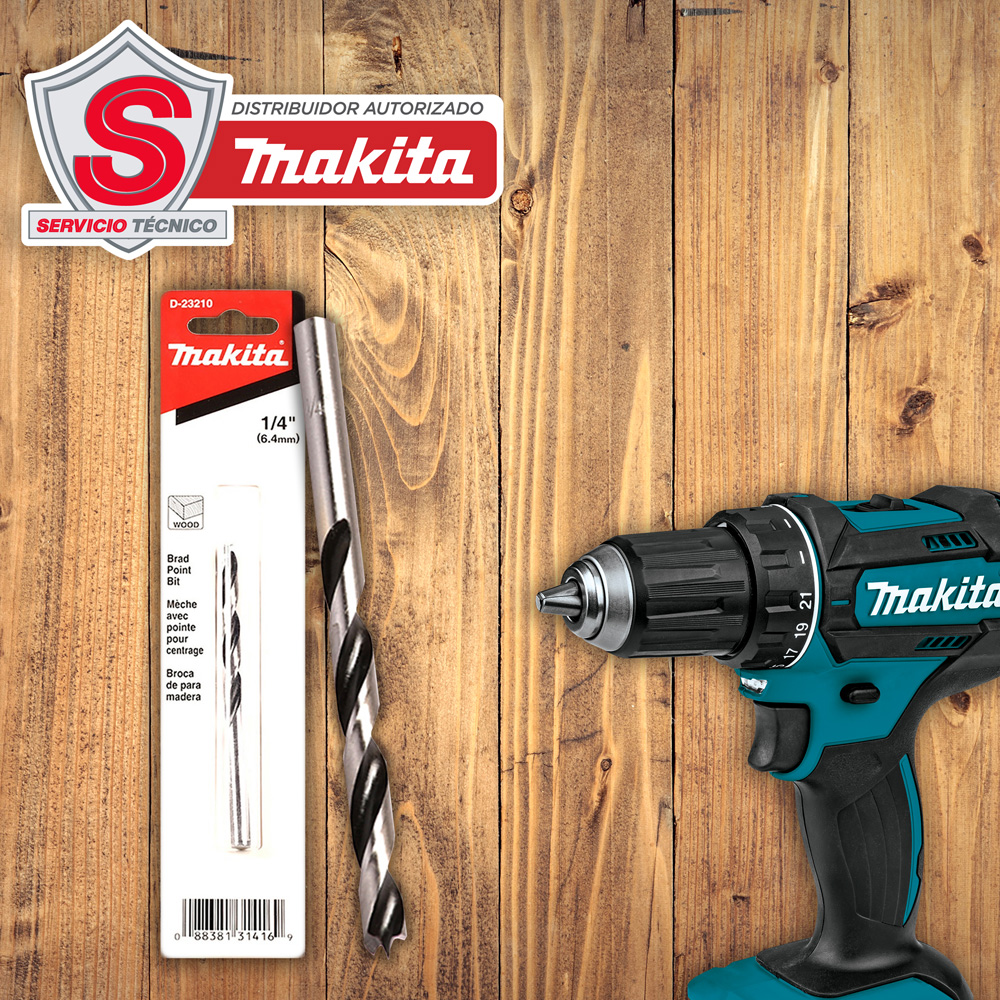 Broca Espiral 3 Puntas 1/4 Para Madera D-23210 Makita