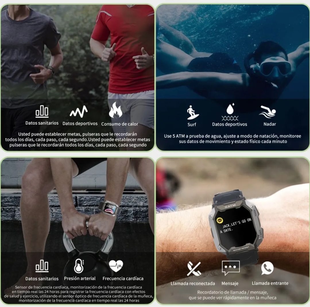 Reloj Inteligente, Reloj Inteligente Deportivo Militar Tácti.