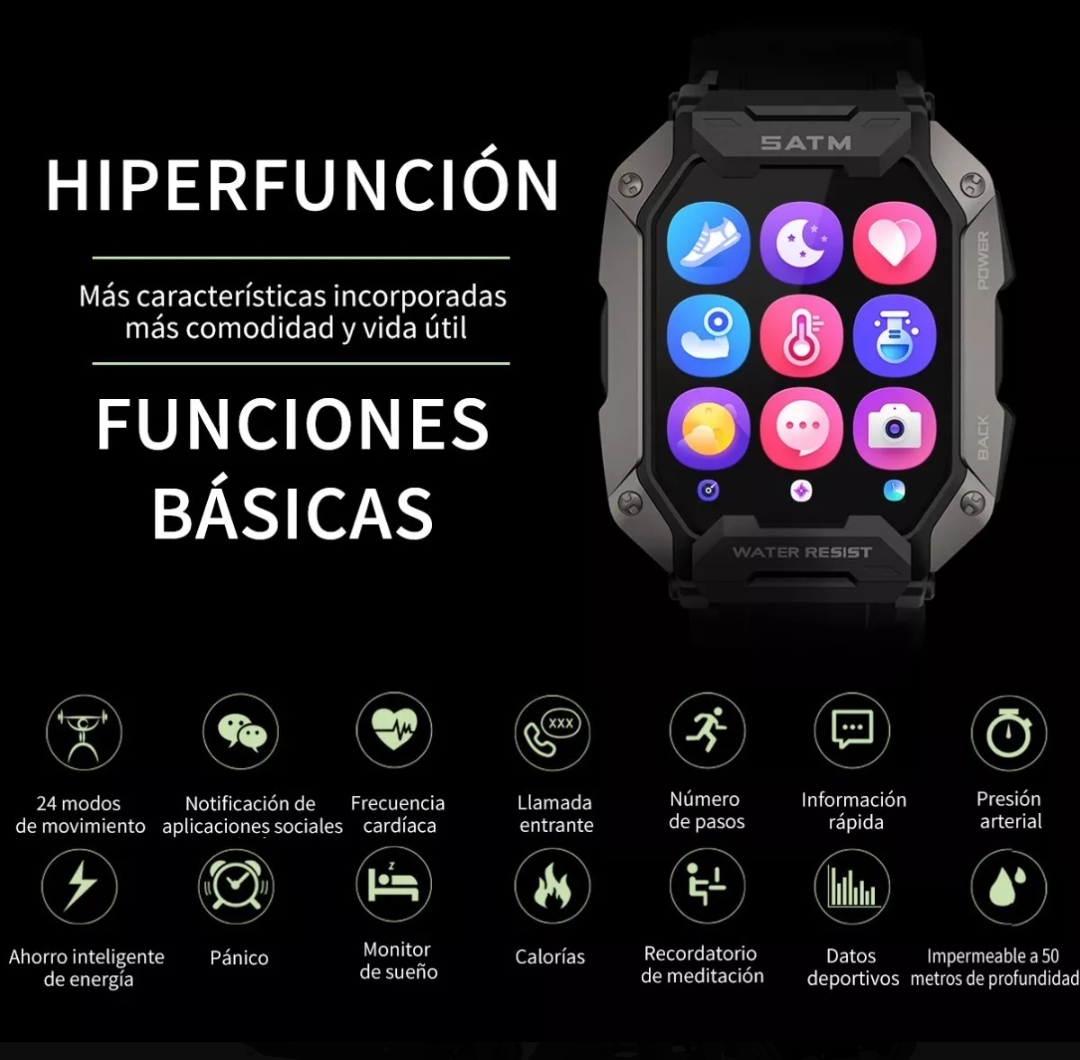 Reloj Inteligente, Reloj Inteligente Deportivo Militar Tácti.