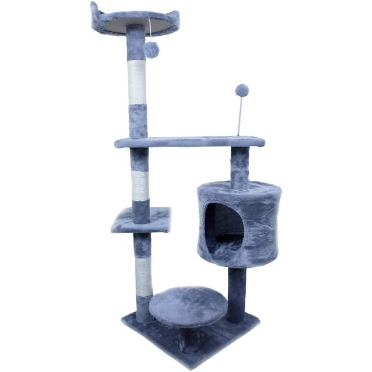 Torre de Gato para Interiores, Muebles para Gato de Varios Niveles con Postes para Rascar, Plataformas y Cama, Gris Oxford