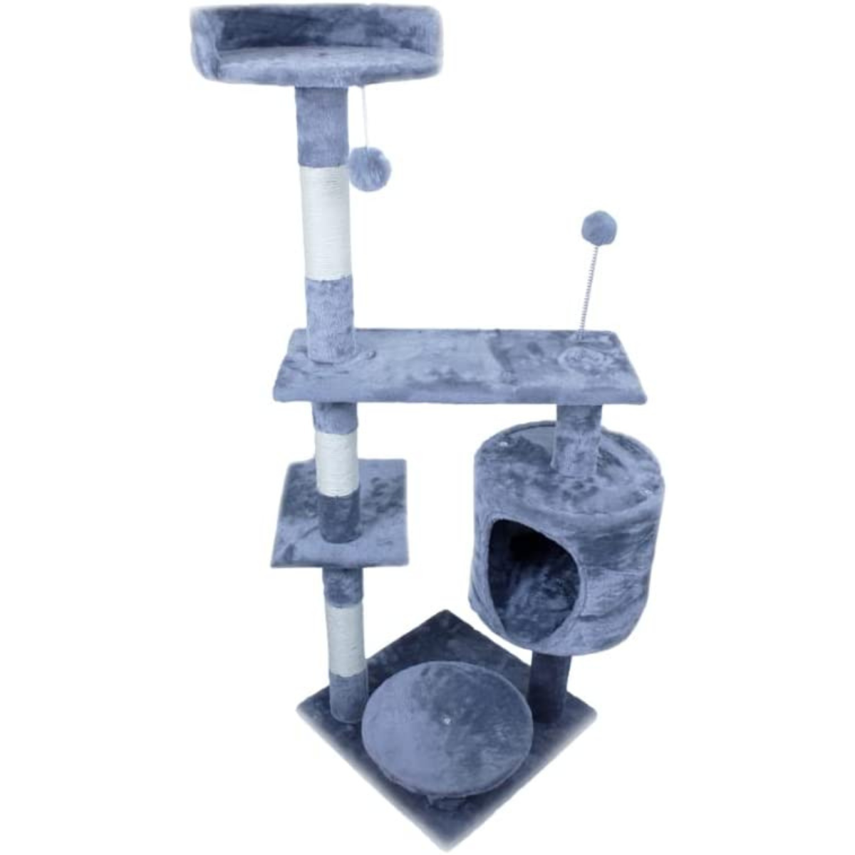 Torre de Gato para Interiores, Muebles para Gato de Varios Niveles con Postes para Rascar, Plataformas y Cama, Gris Oxford