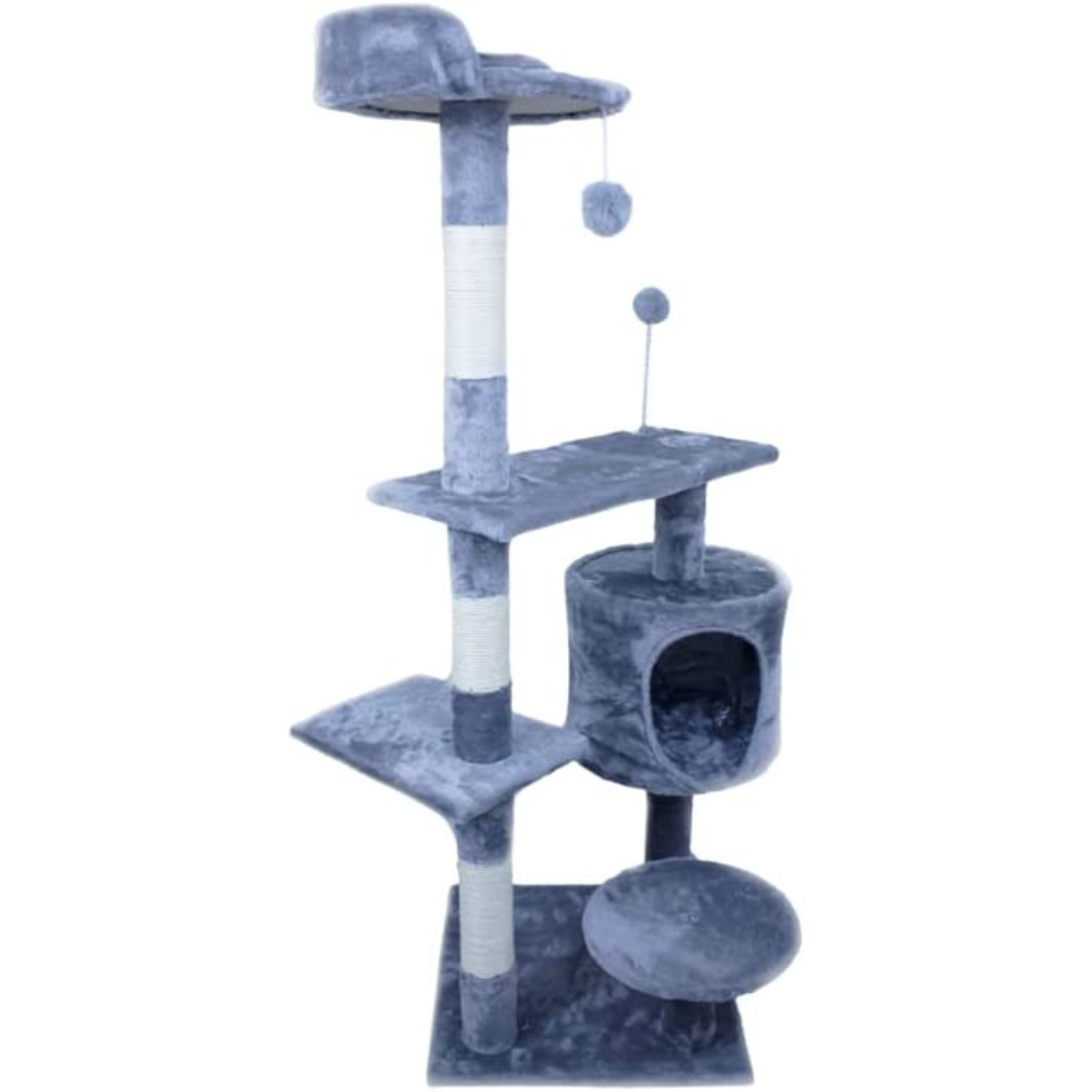 Torre de Gato para Interiores, Muebles para Gato de Varios Niveles con Postes para Rascar, Plataformas y Cama, Gris Oxford