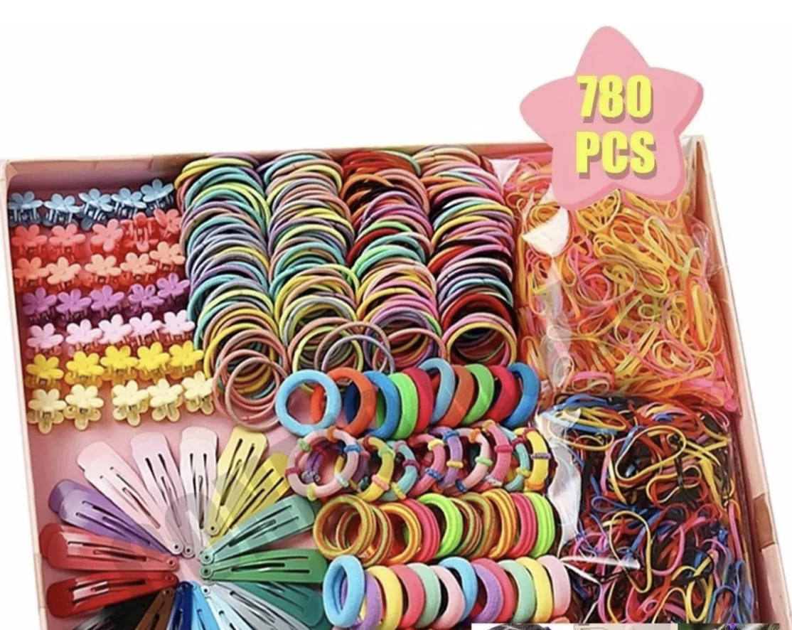 780pcs Mini Ligas FUNBU Para Cabello Elásticas Dama Accesorios Etc