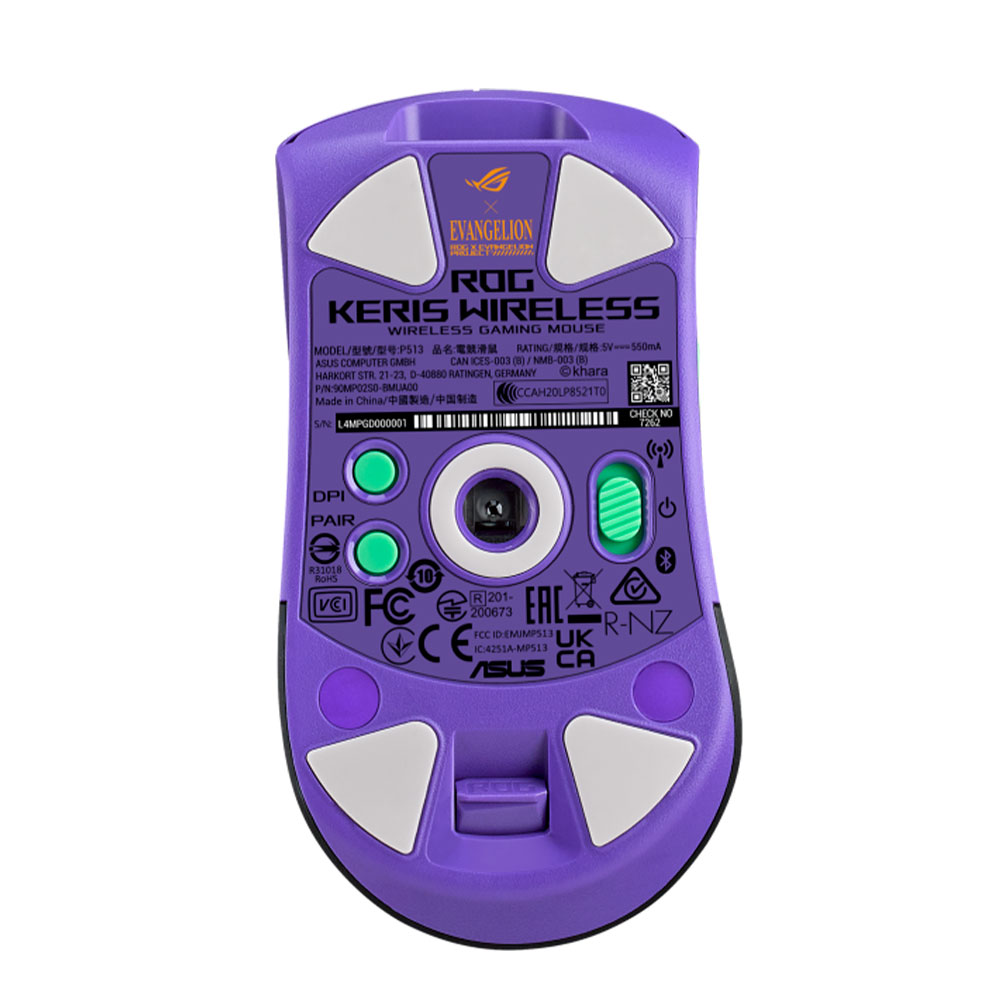 Mouse Gamer Inalámbrico ASUS ROG KERIS WIRELESS EVA EDITION 16000 DPI 3 modos de conectividad Aura Sync RGB P517