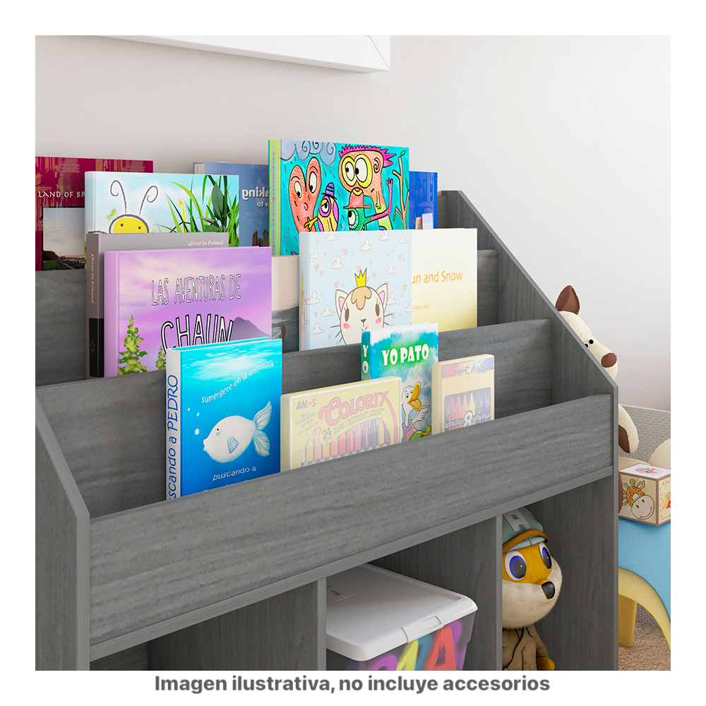 Juguetero Librero Kids Playcon  Color Gris