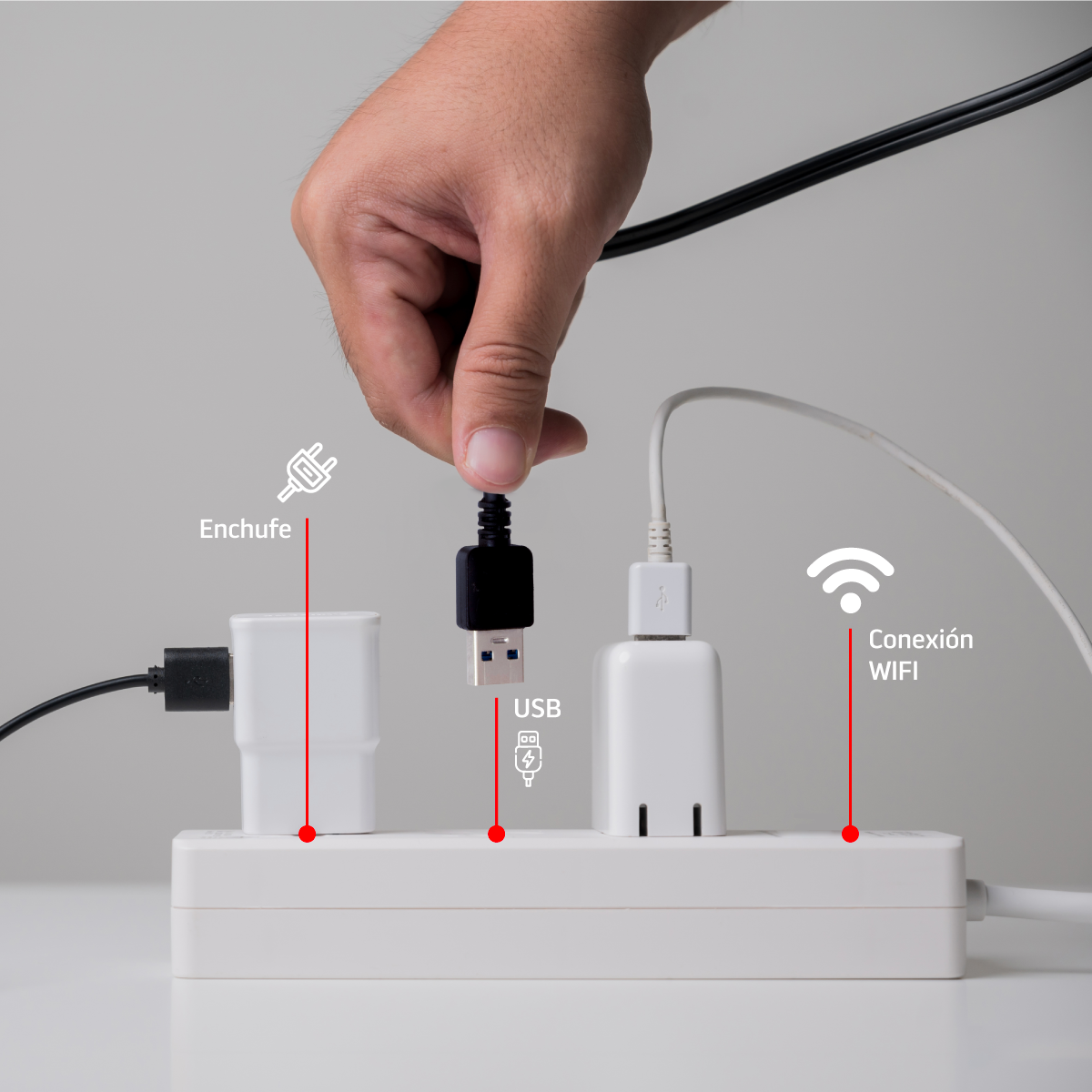 Multicontacto Inteligente WiFi con 4 Puertos USB / Master / IOT-POWSTRIP