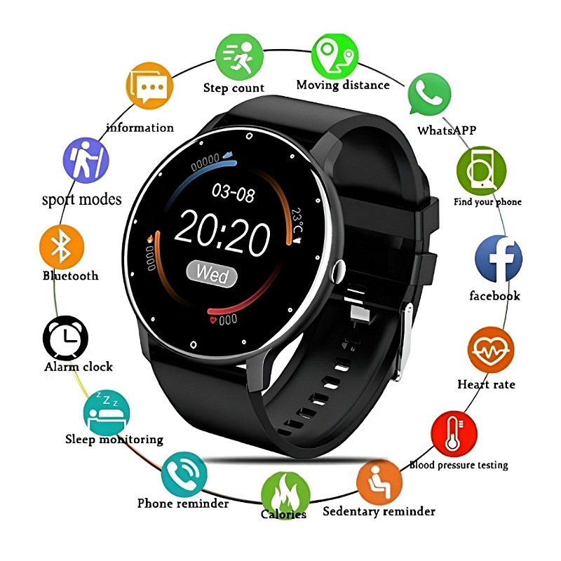 Smartwatch Lige BW0223 1.28" caja 45mm black, malla  black de  silicona.
