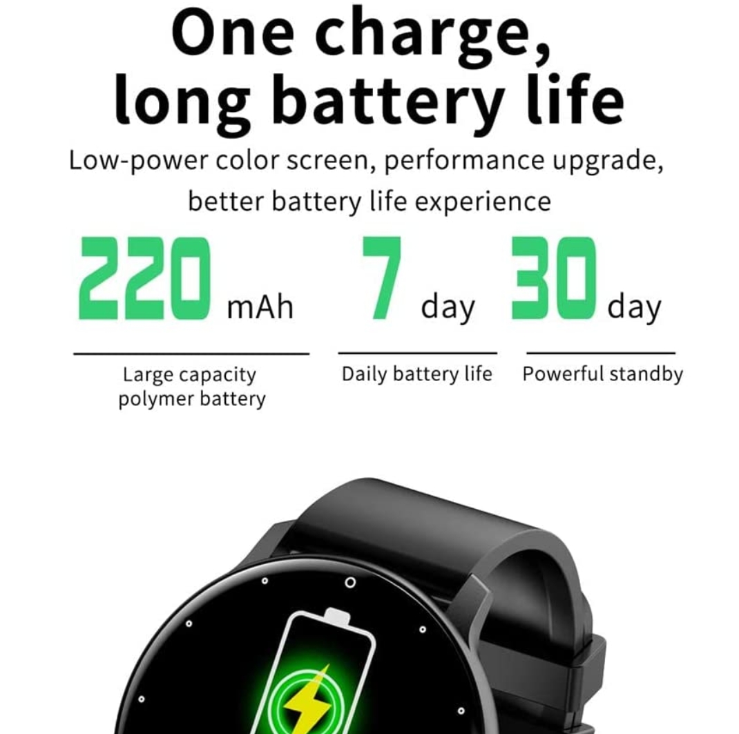 Smartwatch Lige BW0223 1.28" caja 45mm black, malla  black de  silicona.