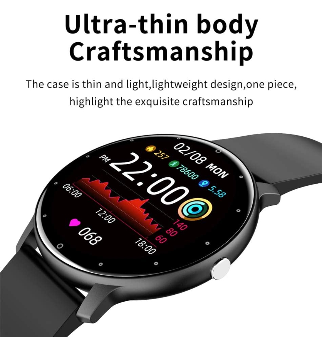 Smartwatch Lige BW0223 1.28" caja 45mm black, malla  black de  silicona.