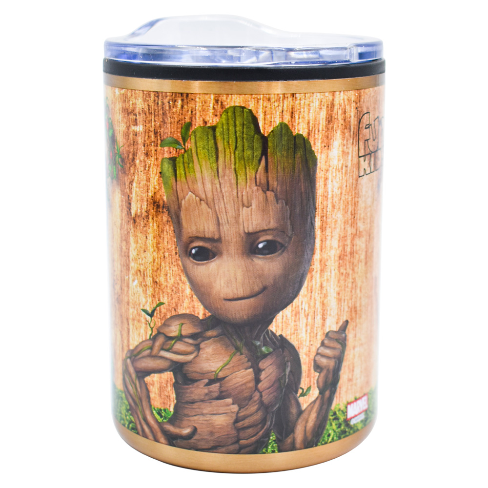 Fun Kids 2415-4025 Vaso Térmico Termo Doble Pared Acero Inoxidable con tapa Disney Marvel Guardianes de la Galaxia 350ml Groot