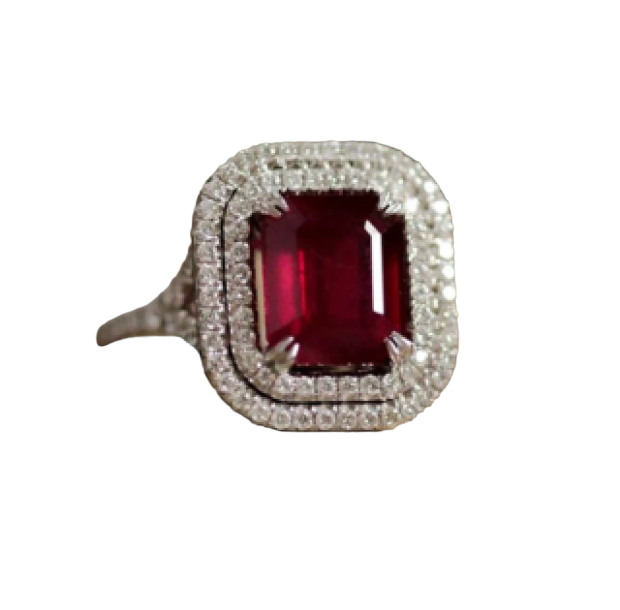 Anillo Promesa De Zirconias Rojo Rubi By Amour