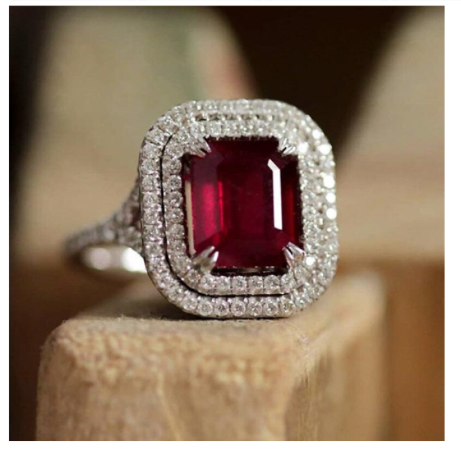 Anillo Promesa De Zirconias Rojo Rubi By Amour