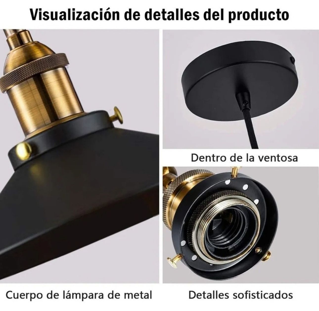 Lámparas de techo industrial base E26 E27 colgantes (3 piezas)