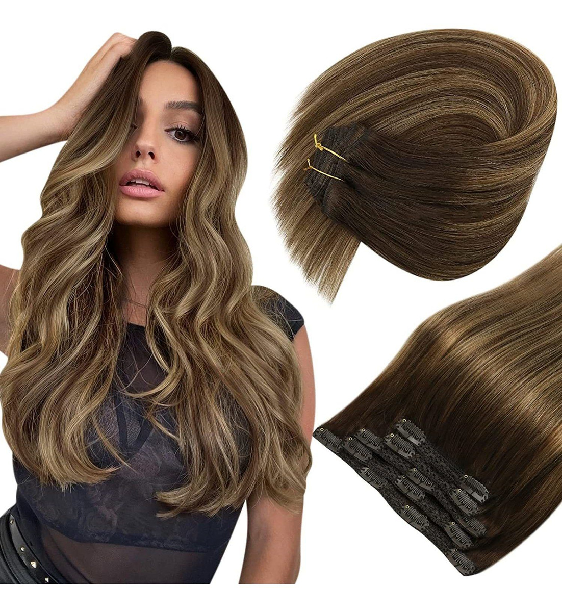 Extensiones Reales Marrón Caramel Blondes Marrón 70g 12in