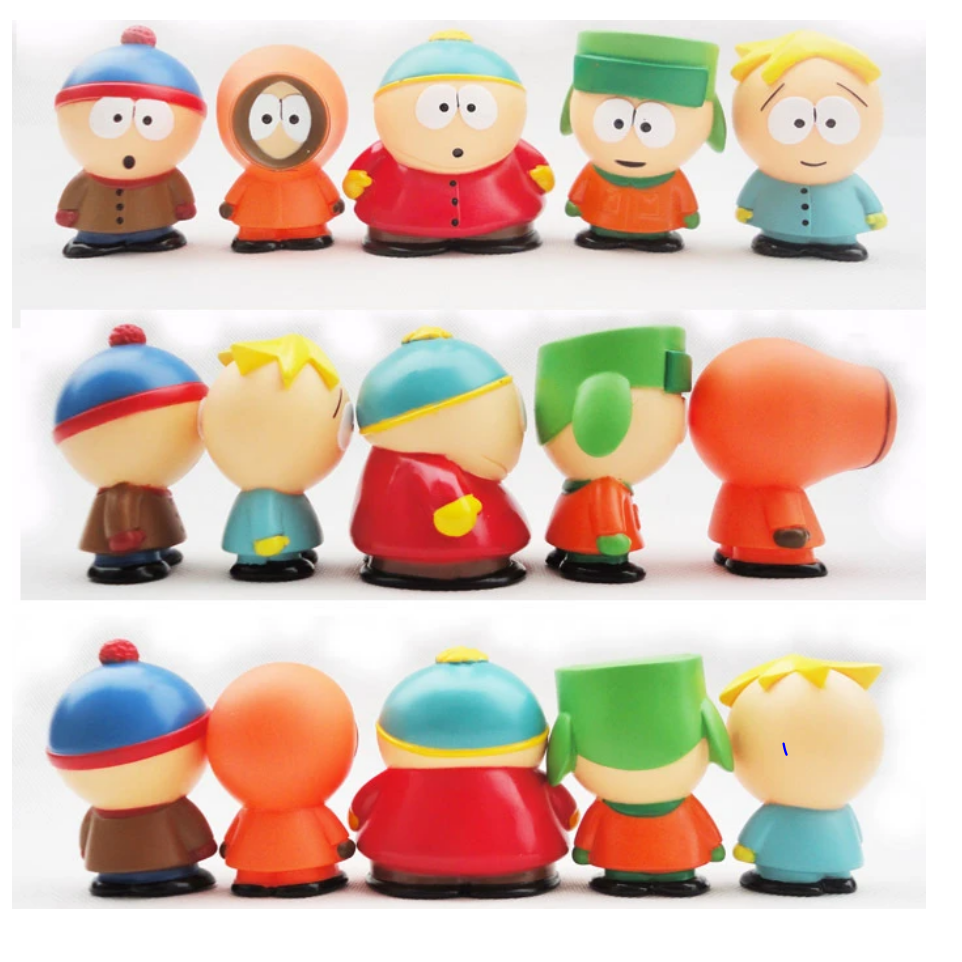 Kit 5 Figuras South Park Eric, Kyle, Kenny, Stan, Butter 3d