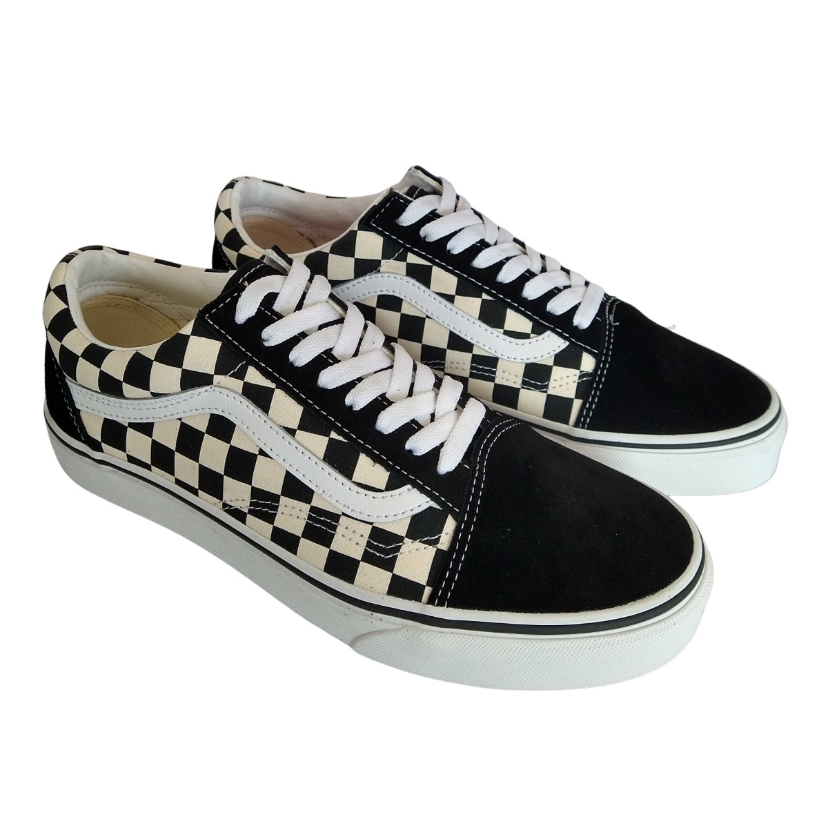 Tenis Vans Originales Cuadros Vn0a38g1p0s Negros Beige