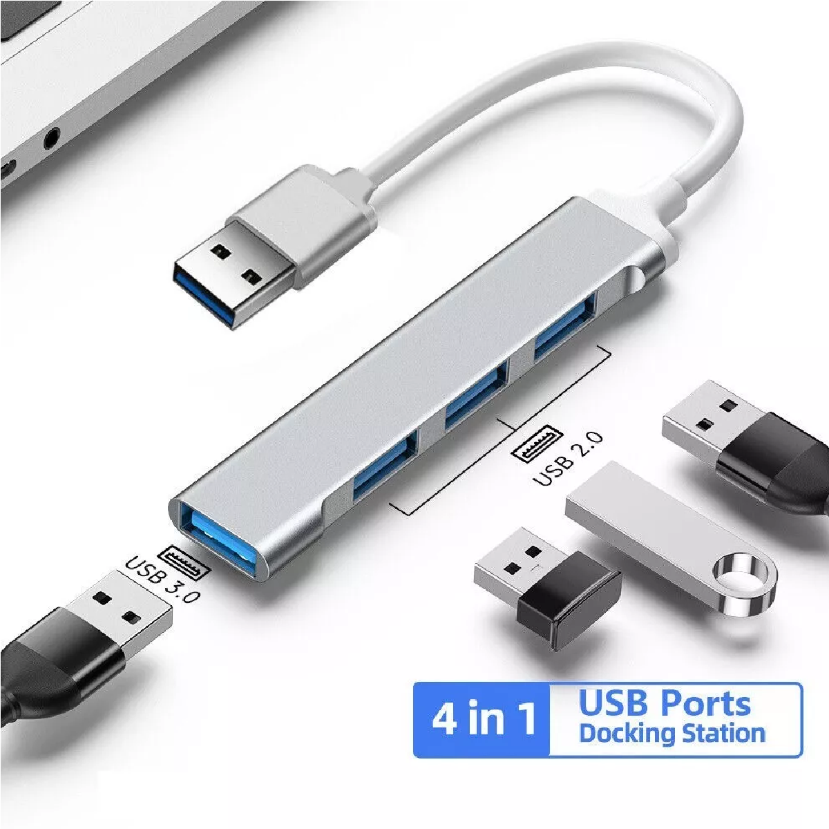Comprar USB 3.0 Hub USB Splitter 4 puertos Adaptador divisor múltiple  Extensor de concentrador USB portátil Adaptador de conector de extensión  para tableta Accesorios para PC portátil