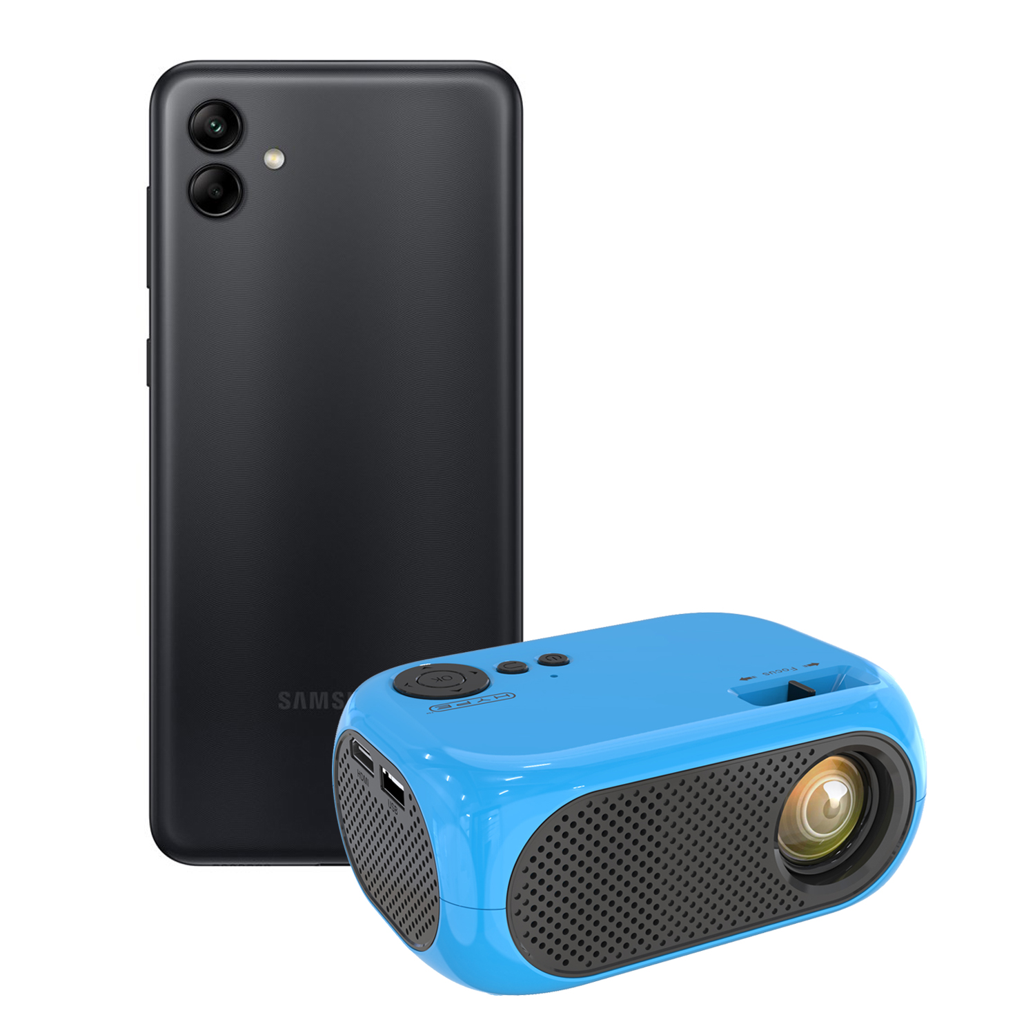 SAMSUNG GALAXY A04 4GB 128GB NEGRO + HYPE PROYECTOR 800X480P AZUL