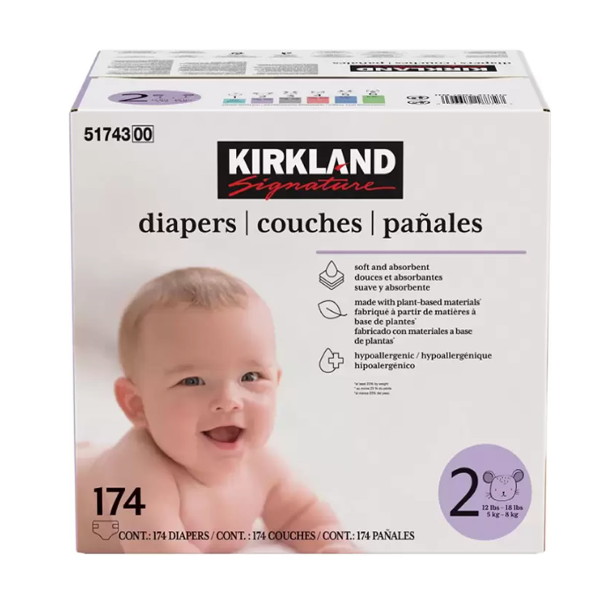 Caja De Pañales Kirkland Signature Etapa 2 Unisex 174 Piezas