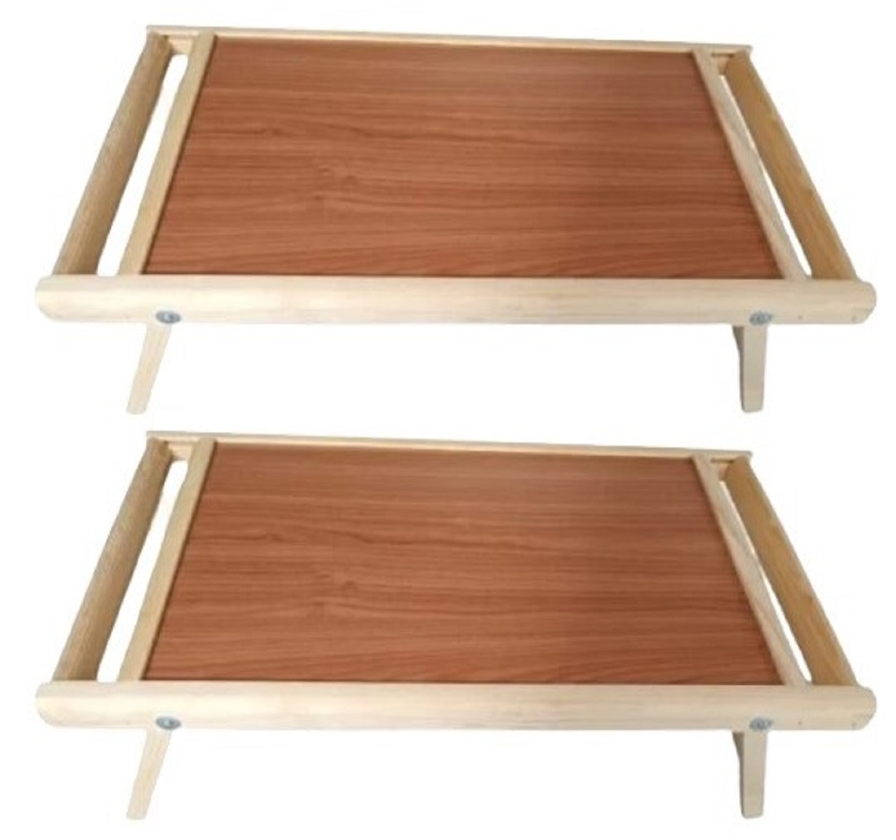 Pack 2 Mesas De Servicio Plegable Cama Laptop Desayunador De Madera