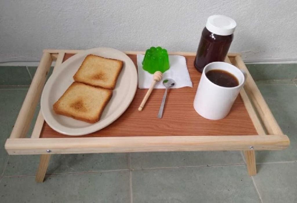 Pack 2 Mesas De Servicio Plegable Cama Laptop Desayunador De Madera