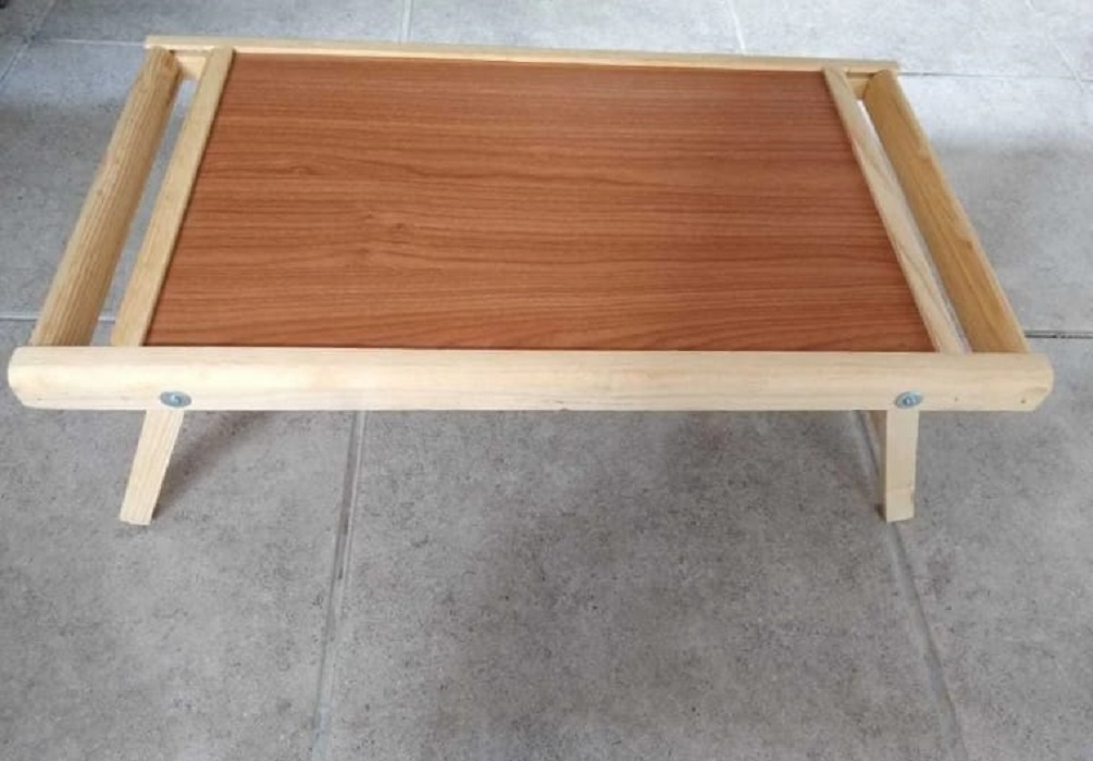 Pack 2 Mesas De Servicio Plegable Cama Laptop Desayunador De Madera