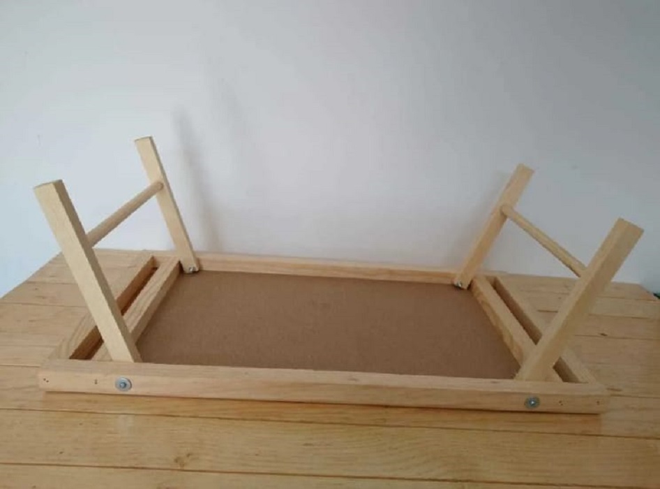 Pack 2 Mesas De Servicio Plegable Cama Laptop Desayunador De Madera