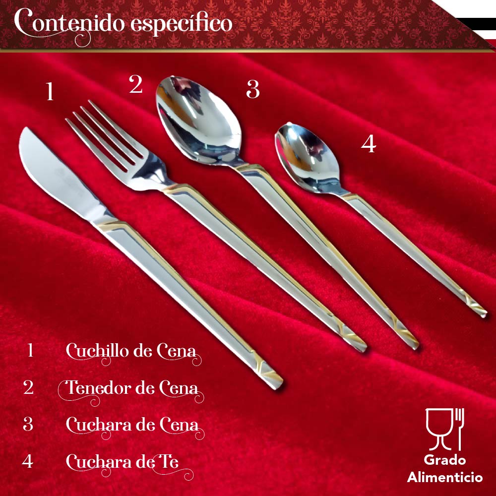 Juego De Cubiertos 86 Pcs Para 12 Personas Acero Inoxidable